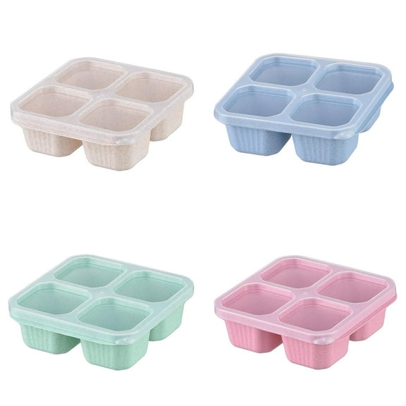 2025 Upgrade Snack Containers, 4PCS Bento Snack Box with 4 Compartment, Wheat Straw Reusable Lunch Containers for Adults Divided Food Storage Containers for Work Travel