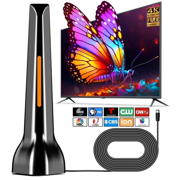 HIDB TV Antennas for Free Channels Long Range,Indoor TV Antennas for Smart TV with Magnetic Base,Digital Antenna for HDTV,Easy Installation,9.8ft Long Cables(Orange)