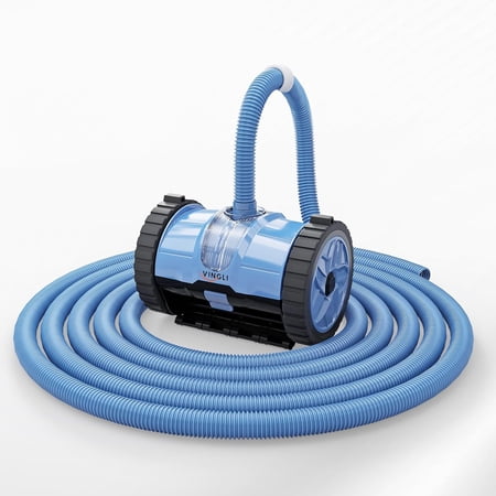 (2025 Upgrade) VINGLI Pool Vacuum Suction-Side Pool Cleaner Automatic Sweeper for Inground Swimming Pool,Powerful Suction to Climbs Walls,with 39.6ft Tangle Free Hose (Memory Blue&Gray)