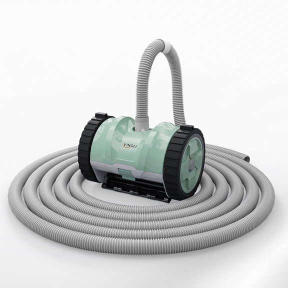 (2025 Upgrade) VINGLI Pool Vacuum Suction-Side Pool Cleaner Automatic Sweeper for Inground Swimming Pool,Powerful Suction to Climbs Walls,with 39.6ft Tangle Free Hose (Memory Blue&Gray)