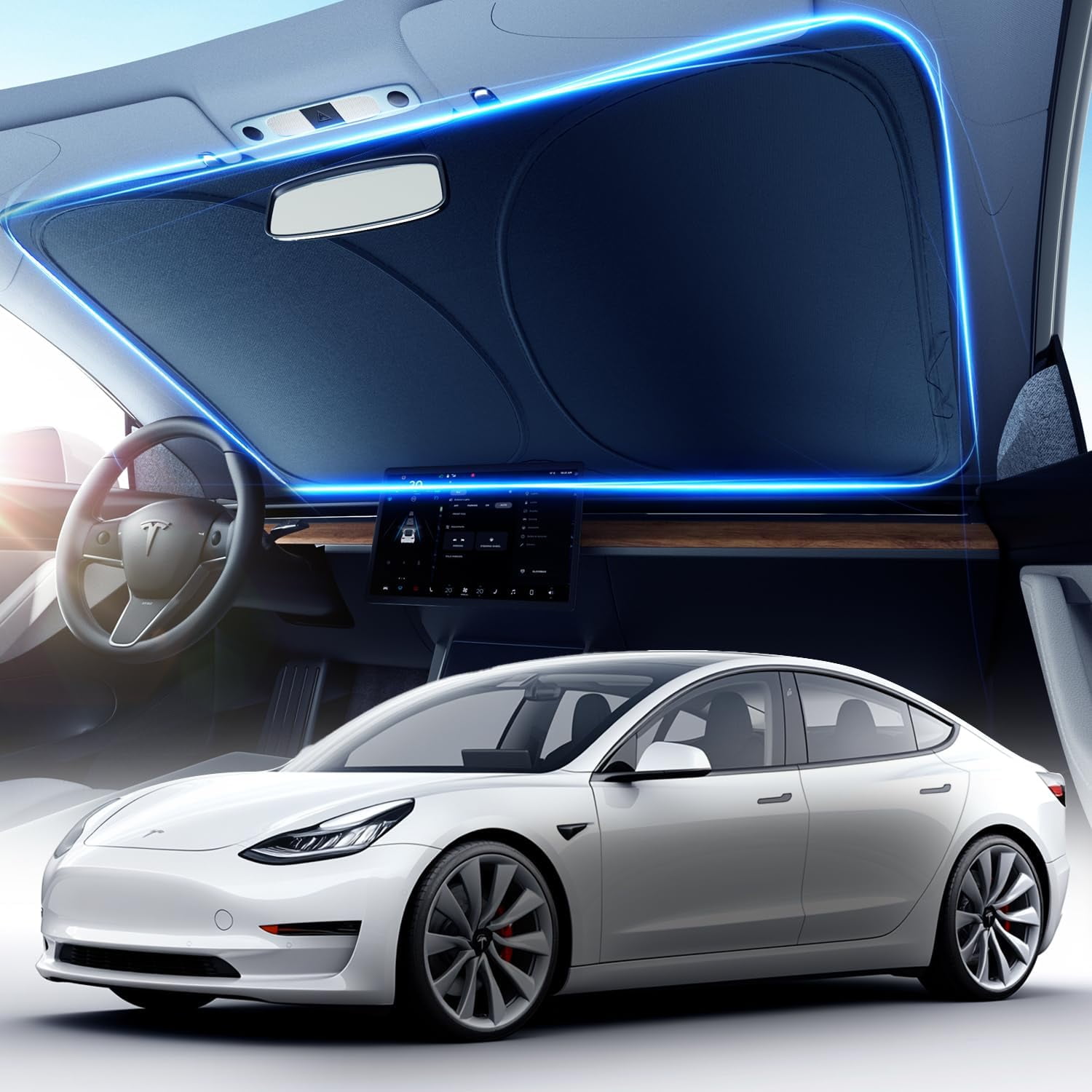 [2025 Upgrade] Windshield Sun Shade Car, [100% Sun Bolck & UV ...