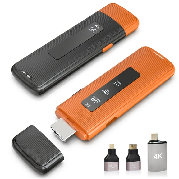 2025 Upgrade Wireless HDMI Transmitter and Receiver, 4K Decode 1080P, 164ft Range, for PC, PS5, Mac, iPad, iPhone