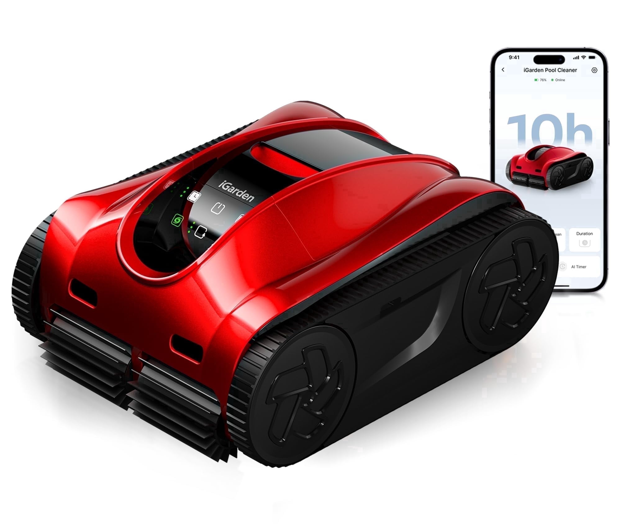 iGarden Pool Cleaner K Pro, 10H Runtime, Cordless Robotic Pool Vacuum for Inground Pools, Touchscreen, Smart Navigation, 200% Turbo Suction, Ultra-Fine Filtration, Auto-Parking