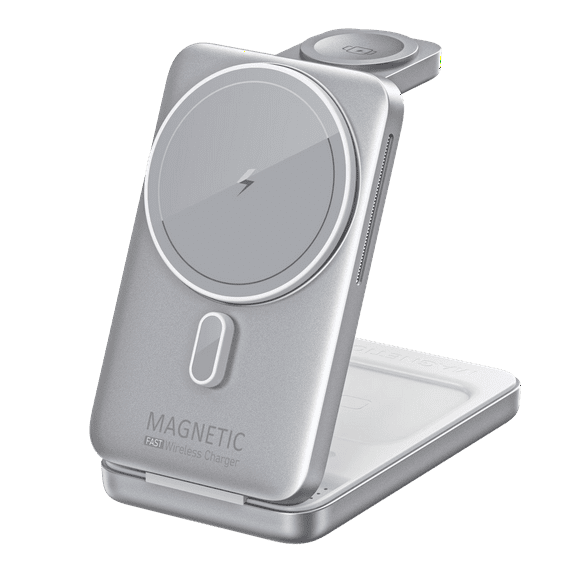 2025 Upgraded 3-in-1 Wireless Charger for iPhone,Travel Magnetic Charger Foldable Compatible with Magsafe&iPhone 16/15/14/13/12,Apple Watch&AirPods