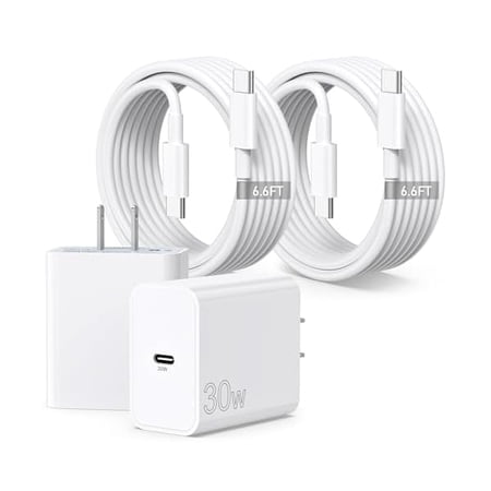 [2025 Upgraded] 30W USB C Super Fast Charger for Google Pixel 9/9 Pro/9 Pro XL/8/8a/8 Pro/7 Pro/7a/7/6/5/4/3 XL, 2Pack 30W Type C Wall Charger Block Fast Charging with 60W 6FT USB C to C Cable