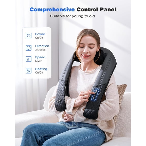 2025 Upgraded 4D Shiatsu Neck and Shoulder Massager with Heat, Deep Tissue Pain Relief for Back Legs, Plug-in Use