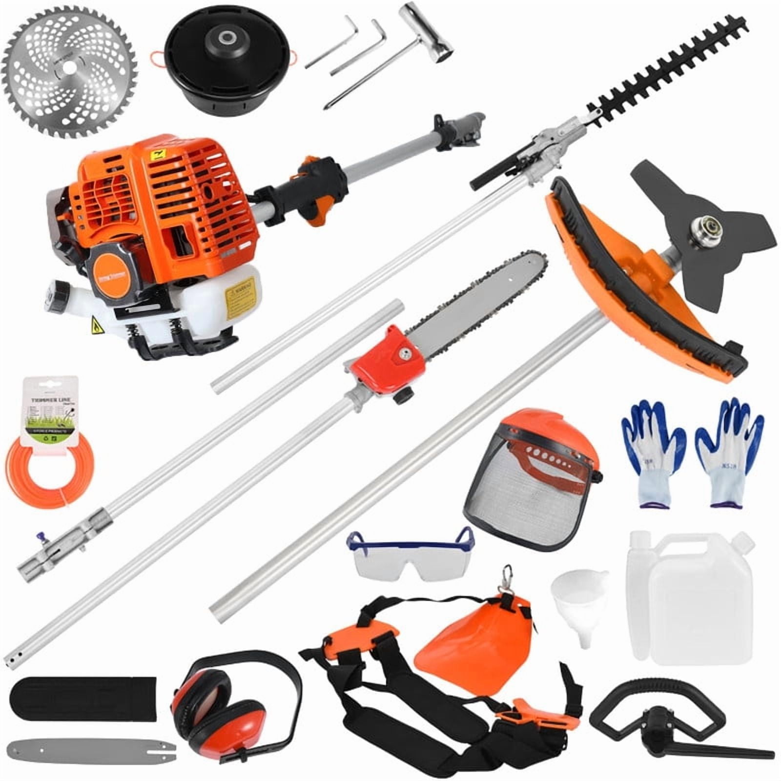 2025 Upgraded 52cc Gas Power Cordless Hedge Trimmer, 5 in 1 Multifunctional Weed Eater with Brush Cutter, Hedge Trimmer, Pruner & Extendable Rods for Lawn, Garden & Yard Maintenance