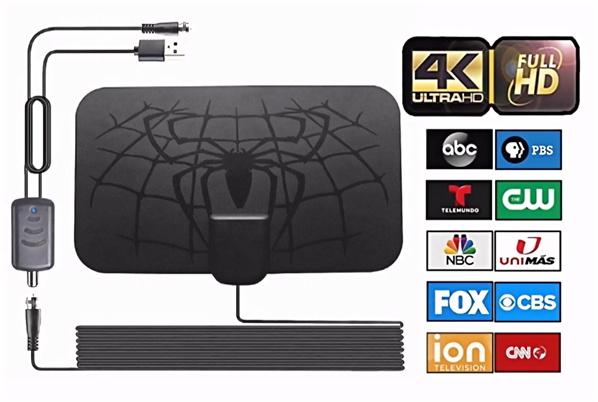 2026 Upgraded Digital HD TV Antennas for Free Channels, TV Antenna for Smart TV Indoor, 980+ Miles Range Amplified Antenna for Local Channels, Support 4K 1080P VHF UHF All Old TVs, 9.8FT Cable
