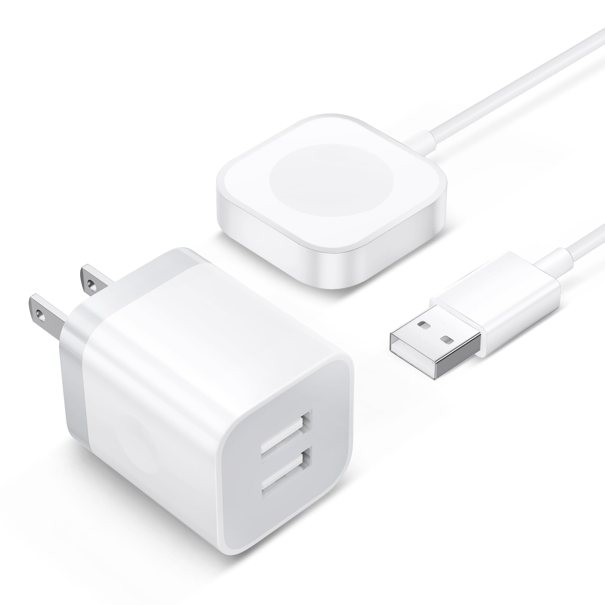 2025 Upgraded for Apple Watch Charger, Magnetic Wireless Charging Cable 3FT [Portable] iPhone iWatch Charger with Dual Port USB Power Adapter Block for iWatch Series Ultra/10/9/8/7/SE/SE2/6/5/4/3/2/1