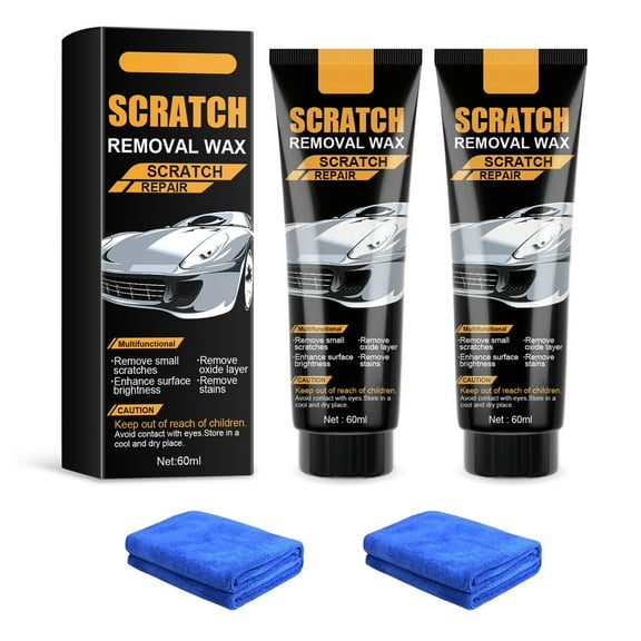2025 Upgraded Car Scratch Removal Wax, Scratch Remover for Vehicles Deep Scratches, Car Scratch Remover Kit with Sponge for Car Paint Polishing & Repair (2 Set)