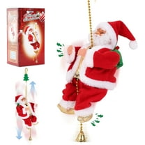 2025 Upgraded Climbing Santa with Music, Animated Electric Santa Claus on Rope, Musical Christmas Tree Ornament, Battery Operated Holiday Decoration Gift (Santa Claus)