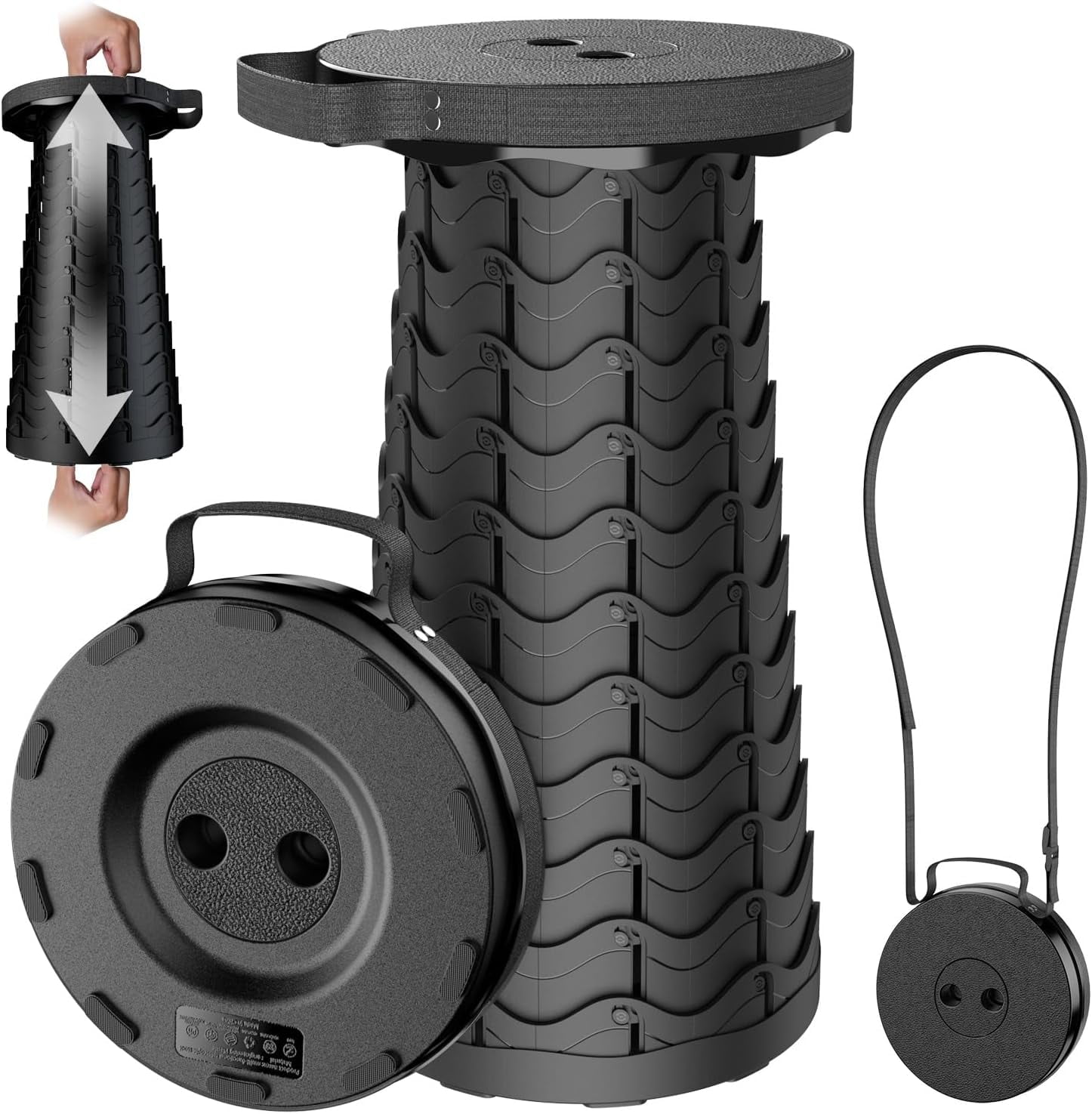 2025 Upgraded Collapsible Stool, Portable Folding Stool, Telescoping ...