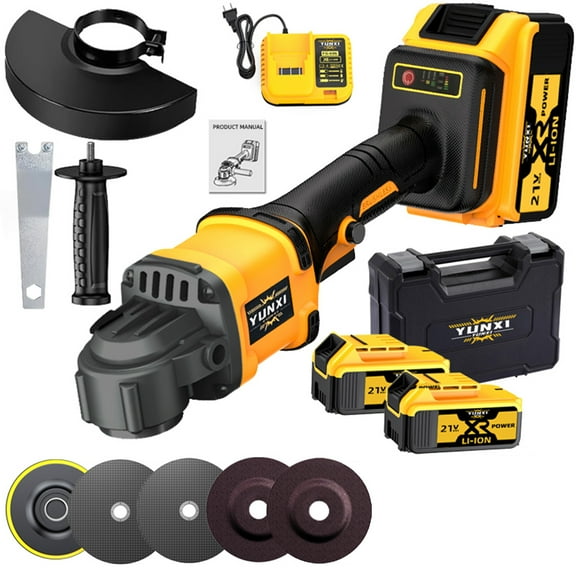 2025 Upgraded Cordless Angle Grinder & Polisher with 2 Li-ion Batteries & Fast Charger, Portable Power Tool for Home Use