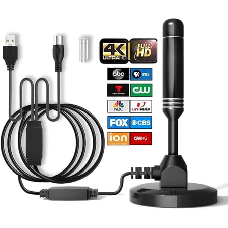 Digital TV Antennas for Smart TV - Strong Magnetic Base, Long Range Amplifier Signal Booster for Local Channels, 900 Miles Range TV Antenna for Free Channels, Support 2K 4K 1080P All Old TVs