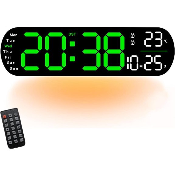 2025 Upgraded Digital Wall Clock Large Display, Multifunctional Creative New Wall Clock, Color-Changing Led Digital Screen, for Your Living Room, Bedroom, Study (Green)