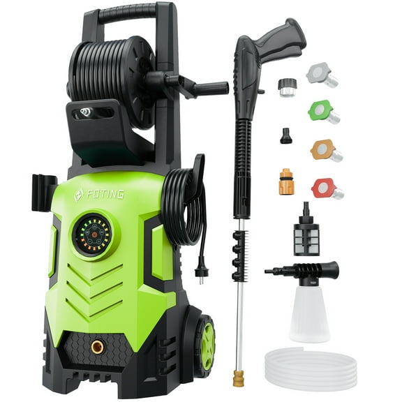 2025 Upgraded Electric Pressure Washer, 5000 PSI 3.3 GPM Touch Screen Adjustable 8 Level; 4 Quick Connect Nozzles, Inlet Hose & Filter& Foam Cannon for Cars/Fences/Driveways/Home Cleaning