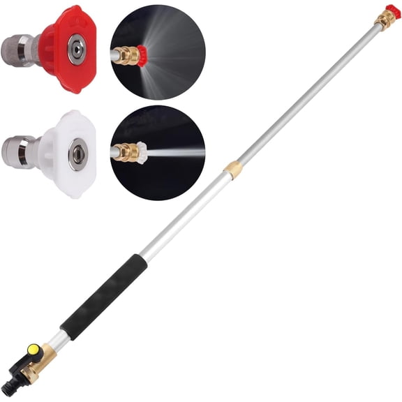 2025 Upgraded Extendable Jet Nozzle Power Washer - 2-in-1 High Pressure Washer Tool for Garden Hose, Adjustable Length 18“-32”, with Dual High-Pressure Nozzles and Hose Quick Connectors(Black)
