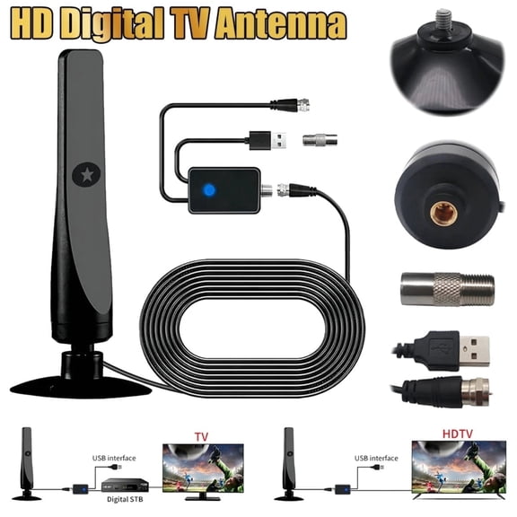 AUTERCO Long-Range Indoor HD Digital TV Antenna for Smart TV with Amplifier Enjoy Local Free Channels in Crystal-Clear 4K 8K 1080p Without Cable