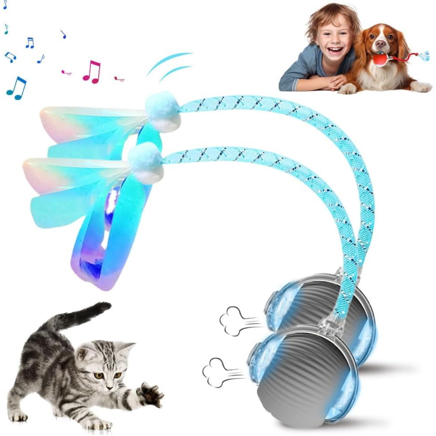 2025 Upgraded Interactive Rolling Dog Ball, Self Rolling Dog Ball Interactive Cat Toys Automatic Cat Toy Self Moving Dog Toys, 360° Smart Automatic Rolling Ball Toy, Electric Dog Balls