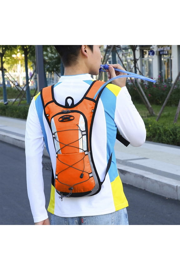 2025 Upgraded Lightweight Hydration Backpack with Adjustable Straps & Breathable Mesh, 3L Insulated Water Bladder Pack for Hiking Running Cycling - Orange