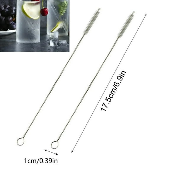 2025 Upgraded Long Straw Cleaner Brush, 6.8in 2 Pack Drinking Straw Cleaning Brush Reusable Stainless Steel Drinking Straws Cleaning Brush Cleans Sippy Cup Straws Clearance