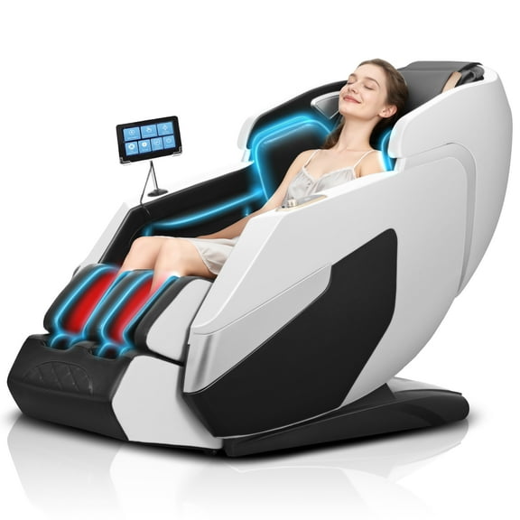 2026 Upgraded Massage Chair Full Body Zero Gravity 4D SL Track Yoga Stretching, AI Voice, White