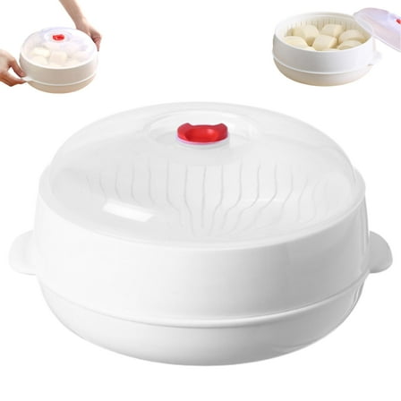 2025 Upgraded Microwave Steamer with Lid & Tray, Large Capacity and No Odor Transfer,Insulated Cookware for Vegetables & Meals