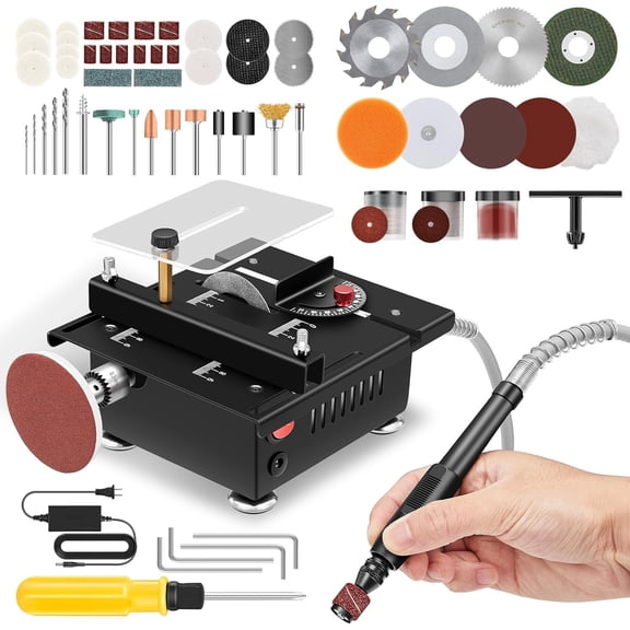 2025 Upgraded Mini Table Saw, Desktop Electric Mini Cutting Machine with Adjustable Speed & Angle, Multi-Functional Precision Saw for Wood, Plastic, Acrylic & DIY Craft Cutting