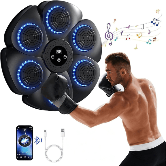 2025 Upgraded Music Boxing Machine for Adults and Kids, Large Size Wall Mounted Boxing Training Equipment with Gloves, Punching Bag for Home, Office, and Gym, 9 Modes & 9 Speeds(Black)