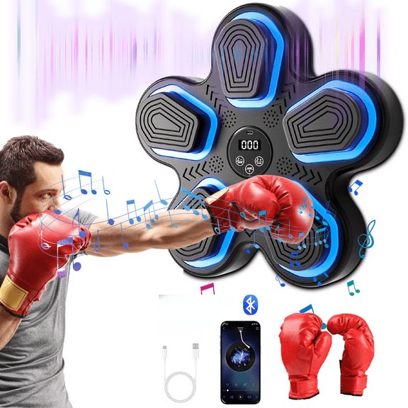 2025 Upgraded Music Boxing Machine - Smart Bluetooth Wall-Mounted Fitness Gear with Punch Counter, Adjustable Speed, Premium Gloves Included - Home/Office Workout & Stress Relief Companion
