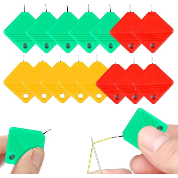 2025 Upgraded Needle Threaders, Sewing Machine Needle Threader, Needle Threaders for Hand Sewing, Embroidery Floss, Yarn, Quickly and Easily Threads Needles Tools (multicolor-15pcs)