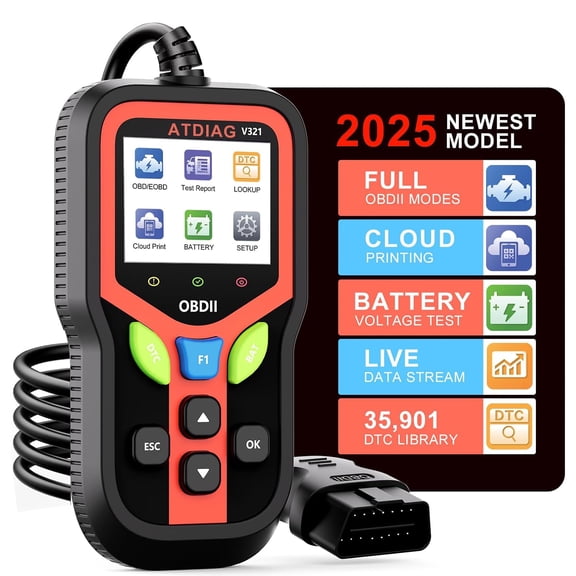 2025 Upgraded OBD2 Scanner Diagnostic Tool, Check Engine Lights and Clear Vehicle Trouble Codes with Professional Battery Start Test, Cloud Printing Enhanced Car Scanner for All Vehicles Since 1996