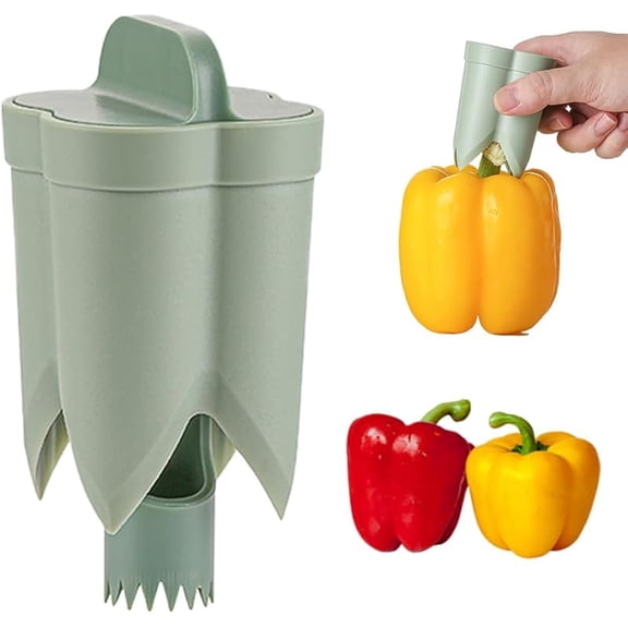 2025 Upgraded Pepper Seed Corer Remover, 2-In-1 Bell Pepper Cutter & Deseeder for Effortless,Fruit Pepper Corer, Kitchen Gadgets 2025 for Bell Pepper Jalapeno Bitter Melon Corers (3PCS)