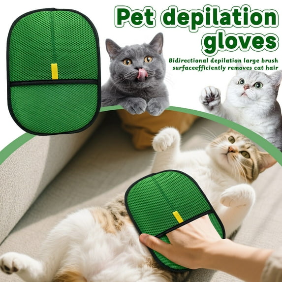 2025 Upgraded Pet Hair Removal Gloves, Reusable Cat and Dog Grooming Gloves, Pet Hair Removal Static Electricity Gloves, Suitable for Dogs, Cats and Horses-Light Green