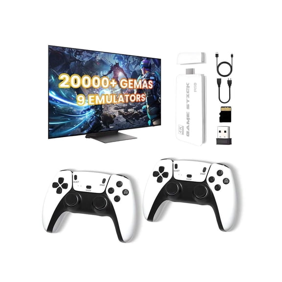 2025 Upgraded Retro Gaming Console Stick, Classic Video Games Stick With 4K HD, 20000+ Games - Plug & Play TV Video Gaming Stick With Upgrade Dual 2.4G Wireless Controllers