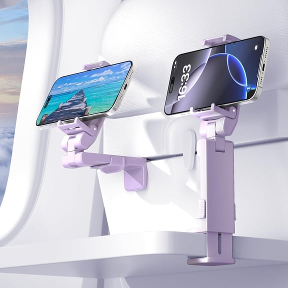 2025 Upgraded Travel Essentials  Have Airplane Phone Holder Mount. Improved  Lever,  for Long Flight, Cruise, Desk, Travel  for Content Creator (Lavendar)