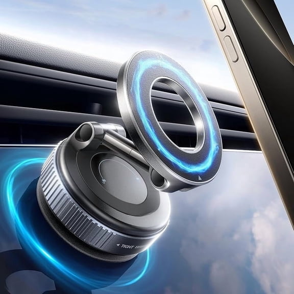 Upgraded 360 ° Vacuum Magnetic Phone Holder, Magnetic Car Phone Mount, Hands-Free Suction Cup Phone Holder for Car/Gym/Mirror/Shower, Car Mount Compatible with iPhone 16 Pro Max/Android