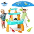 thumbnail image 1 of 2025 Upgraded Water Table for Toddlers 3-5 4-8, 3-Tier Outdoor Water Tables with Umbrella, Kids Activity Play Table with Auto Electric Pump Summer Toys, Backyard Beach Water Toys for Boys Girls 3+, 1 of 15