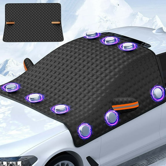 2025 Upgraded Windshield Snow Cover with Side Mirrors Protection,Winter Car Windshield Cover Sunshade for Snow Ice Frost Rain UV Rays,Easy Install All Weather Windshield Protector for Car SUVs Trucks