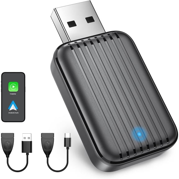 Upgraded Wireless CarPlay Adapter, 2-in-1 Apple CarPlay & Android Auto Dongle, Wired to Wireless Converter, Plug & Play Mini USB, Bluetooth 5.4 & 5.8GHz WiFi, Compatible with iOS 10+