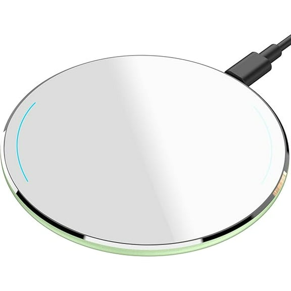 2025 Upgraded Wireless Charger 15W Max Fast Wireless Charging Pad Compatible with iPhone 16/16 Plus/16 Pro Max /15/14/13/SE/12 Series, Samsung Galaxy S24/S23/S22 Series (No AC Adapter), Green