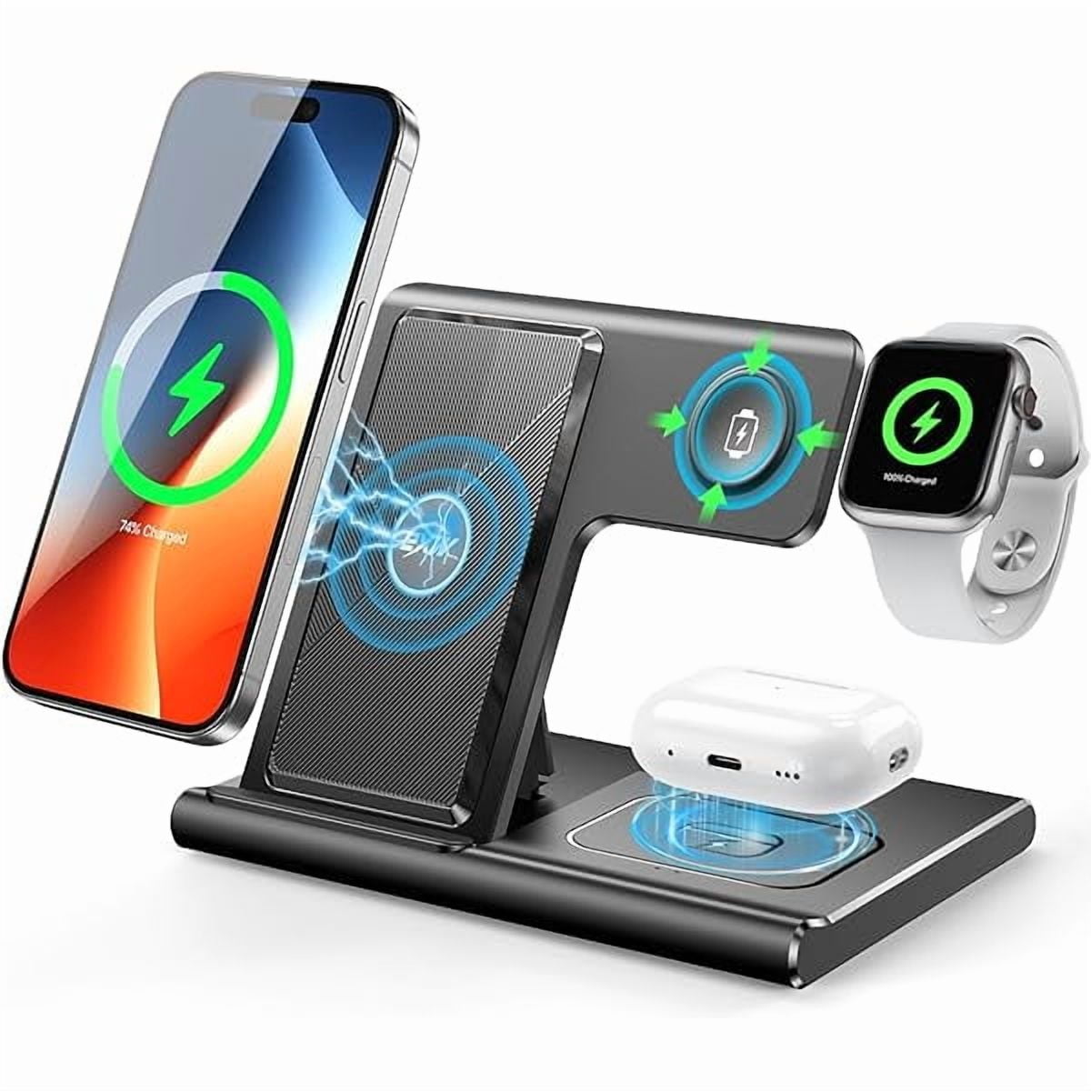 [2025] Upgraded Wireless Charger, 3 in 1 Charging Station for Apple Devices,Wireless Charger Stand for iPhone 16 15 14 13 12 11 Pro Max XR XS 8,Apple Watch and AirPods(18W PD Adapter Not Included)