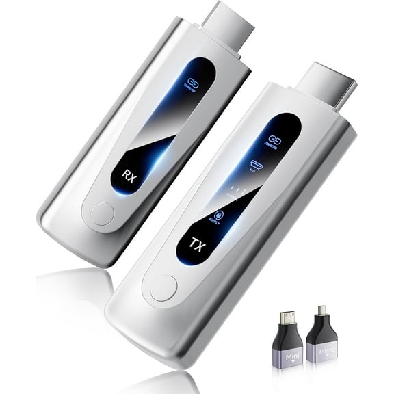 2025 Upgraded Wireless HDMI Transmitter and Receiver 328FT/100M, LED Display, 4K Decode 1080P@60Hz Ultra HD Video Output, Plug&Play 5G+2.4G for o to Monitor from PC/Projector/TV Box