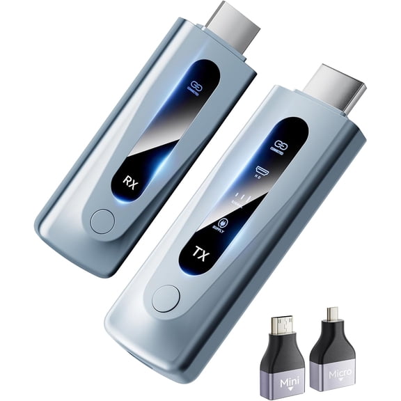 2025 Upgraded Wireless HDMI Transmitter and Receiver 328FT/100M, Plug & Play Portable 5G+2.4G Extender Kit for 4K Decode Input 1080P Output, o to Monitor from Laptop/TV Box