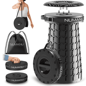 NUMANU 2025 Upgraded XXL Collapsible Stool 19.7" & Seat Cushion + Carry Bag, 1000lbs Max Weight, Heavy Duty Portable Retractable Folding Chair or Travel Footrest, Gift for Camping & Outdoors