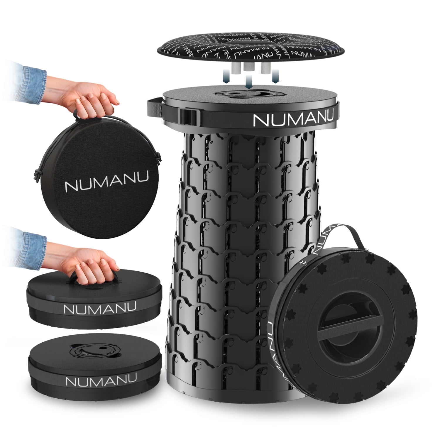 NUMANU 19.7 XXL Sgabello Portatile Telescopico – Altezza E Larghezza Extra, Portata 453 Kg