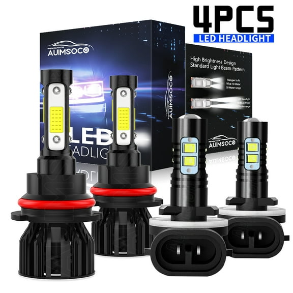 2025 Upgrate 4000LM 9007 HB5 LED Headlight Bulbs, Ultra-Bright LED Chips, 6000K Cold White, Easy Plug-N-Play Installation, IP68 Waterproof 881 Foglight, Pack of 4