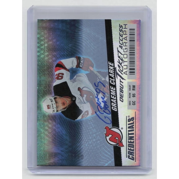 2025 Upper Deck Credentials Debut Ticket Access Graeme Clarke New Jersey Devils Rookie Autograph Trading Card #136 /99