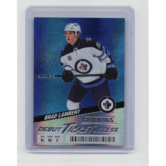 2025 Upper Deck Credentials Debut Ticket Access Brad Lambert Winnipeg Jets Rookie Blue #117 /399 Hockey Card