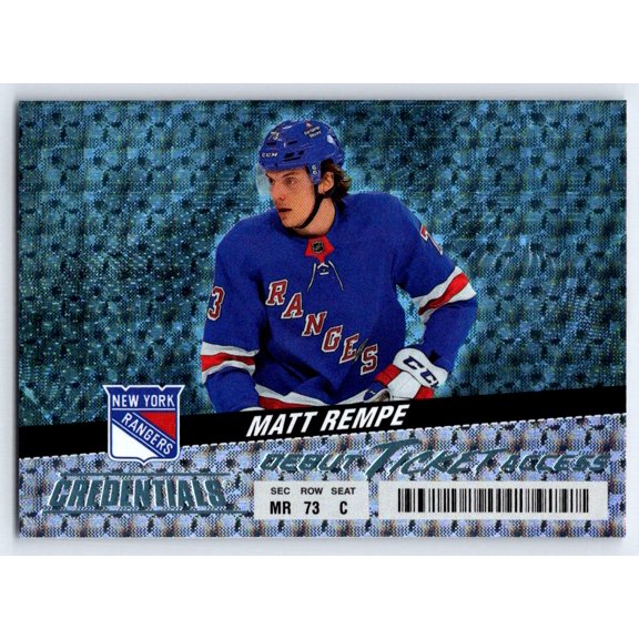 2025 Upper Deck Credentials Debut Ticket Access Matt Rempe Blue Rookie